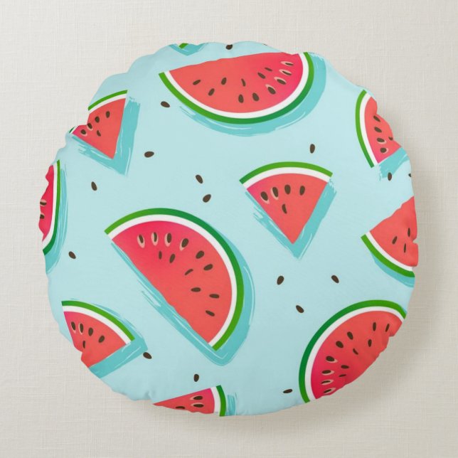 Watermelon Splash Rond Kussen (Voorkant)