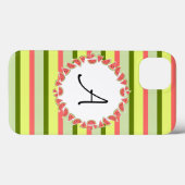 Watermelon Stripe Classic Monogram iPad Mini coque (Verso (horizontal))