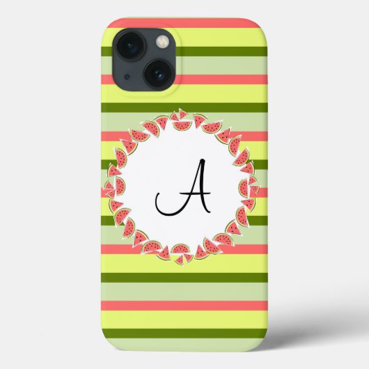 Watermelon Stripe Classic Monogram iPad Mini coque (Verso)