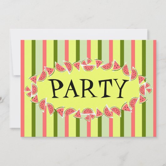 Watermelon Stripe Classic Party invitation (Devant)