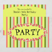 Watermelon Stripe Classic Party invitation (Devant / Derrière)