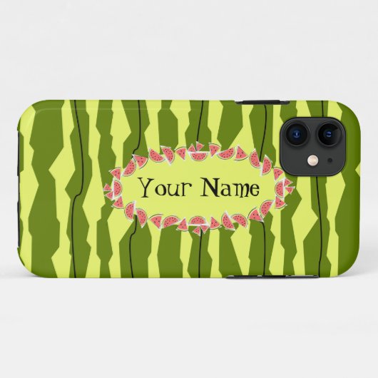 Watermelon Stripe oval 'Naam' horizontaal Case-Mate iPhone Case (Achterkant (horizontaal))