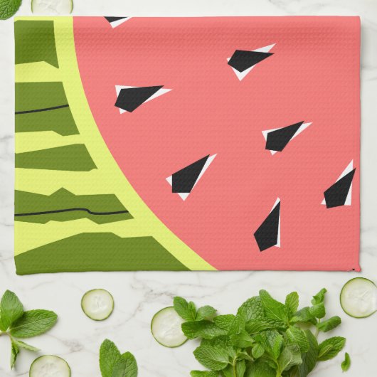Watermelon Stripe Serviette de cuisine rose (Plié)