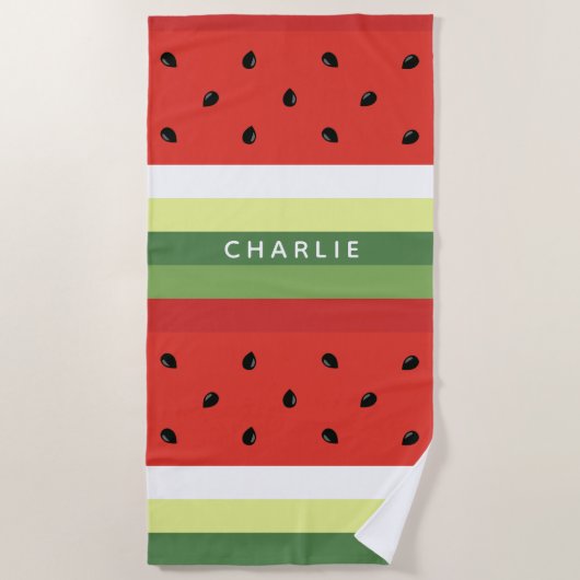 Watermelon Stripes serviette de plage de nom perso (Devant)