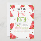 Watermelon Theme Summer Pool Party Invitation (Devant)