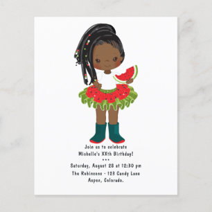 Watermelon Tutu American Black Girl Birthday Flyer