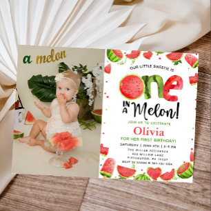 Watermelon Watercolor 1er Invitation anniversaire