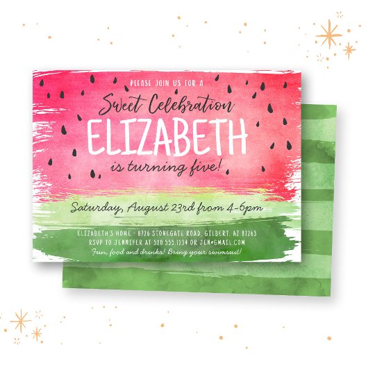Watermelon Watercolor Invitation d'anniversaire