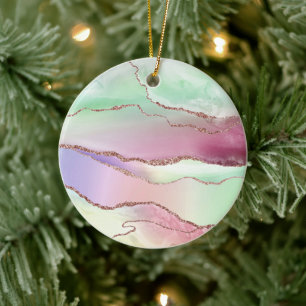 Watermelonagaat Neo Mint Green en Cassis Pink Keramisch Ornament