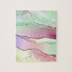 Watermelonagaat   Neo Mint Green en Cassis Pink Legpuzzel