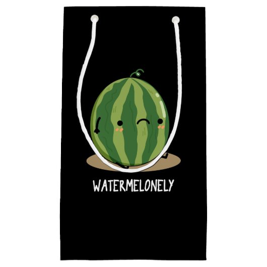 Watermelonely Funny Watermelon Fruit Pun Dark BG Klein Cadeauzakje (Voorkant)