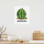 Watermelonely Funny Watermelon Fruit Pun Poster (Keuken)