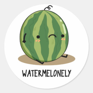 Watermelonely Funny Watermelon Fruit Pun Ronde Sticker