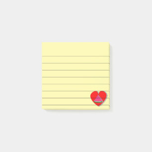 Watermelonglans en rode harttekening, 3x3 post-it® notes