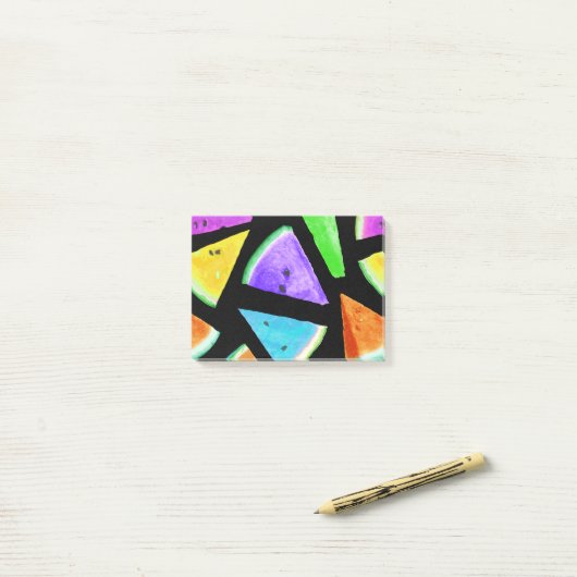 Watermelonpatrooncreatie 7 post-it® notes (Op bureau)