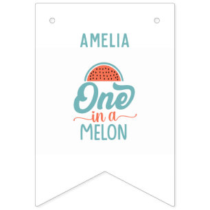 Watermelonthema 1e verjaardag 12 maanden Foto Vlaggetjes