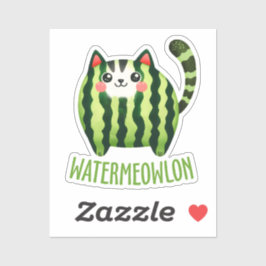 WATERMEOWLON Watermeloen Pun Funny Cat Sticker