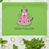 Watermeowlon Watermelon Chat Drôle serviette de cu (Plié)