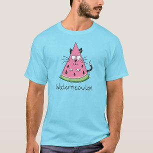 Watermeowlon Watermelon Chat Funny T-shirt Homme