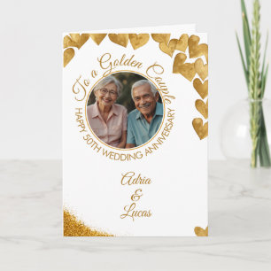 Watermerk Gold Heart 50ste bruiloft Jubileum Kaart