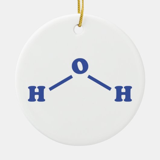 Watermoleculaire chemische formule keramisch ornament (Voorkant)