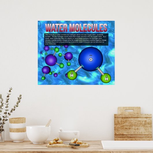 Watermoleculen Poster (Keuken)