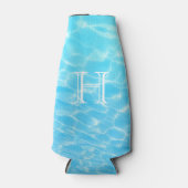 Watermonogram van het blauwe rimpelwater-zwembad flesjeskoeler (Voorkant)