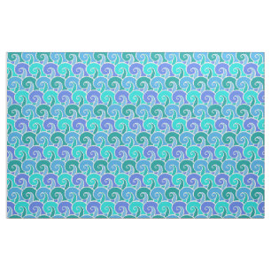 Wateroceaangolven in blauw Nautical Beach Pattern Stof