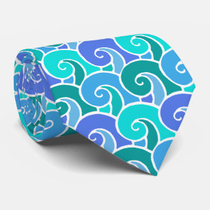 Wateroceaangolven in blauw Nautical Beach Pattern Stropdas