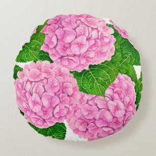 Waterolieringspatroon van hydrangea rond kussen