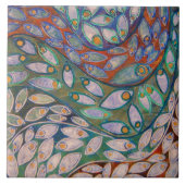 "Waterpacocks" (schilderij) Tegeltje (Voorkant)