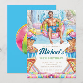 Waterpark Fun Teen Pool Party Birthday Kaart