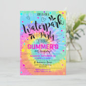 Waterpark Party Invitation Parc aquatique Tie Dye (Debout devant)