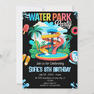 Waterpark Pool Party Verjaardag Kaart