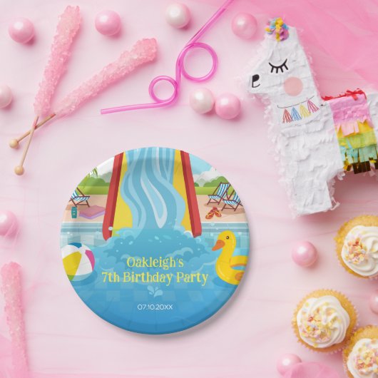 Waterpark Slide Kinderverjaardagsfeestje Papieren Bordje (Feest)