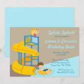 Waterpark Verjaardag Kinder Water Slide Pool Party Kaart (Voorkant / Achterkant)