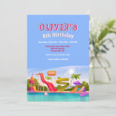 Waterpark verjaardagsfeestje kaart (Staand voorkant)