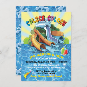 Waterpark Watertoboggan Pool Invitation