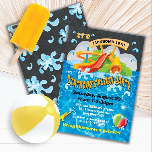 Waterpark Watertoboggan Pool Invitation