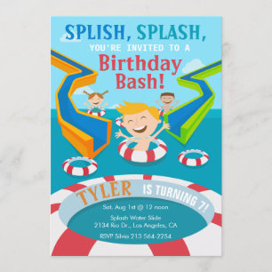 Waterparkboys Zwemende Birthday Party Invitation Kaart