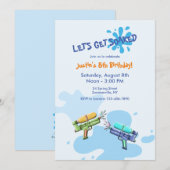 Waterpistool Feest Uitnodigingen (Voorkant / Achterkant)