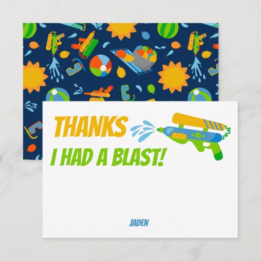 Waterpistool Gevecht Zwembad Feest Kinderen Zomer  Bedankkaart (Voorkant / Achterkant)
