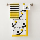 Waterpolospeler silhouet en monogram bad handdoek (Insitu)