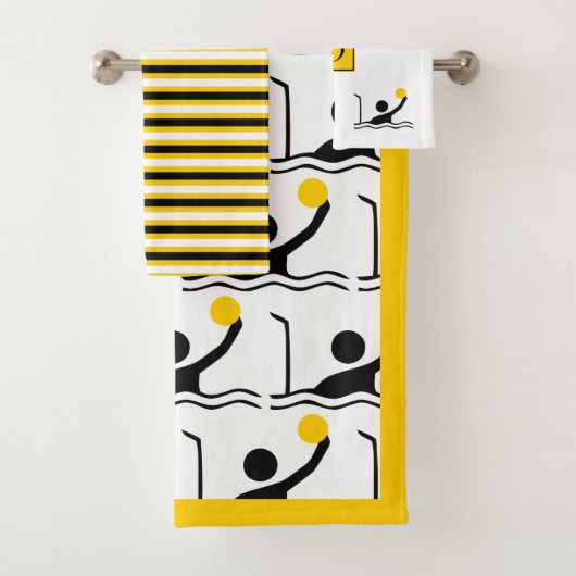 Waterpolospeler silhouet en monogram bad handdoek (Insitu)