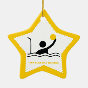 Waterpolospeler zwart silhouet, aangepast keramisch ornament