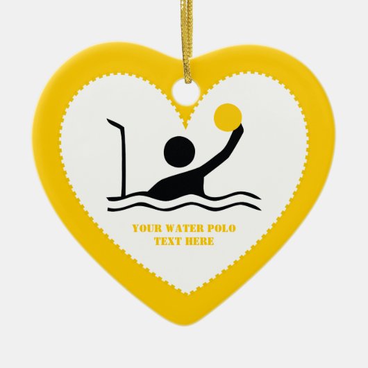 Waterpolospeler zwart silhouet, aangepast keramisch ornament (Voorkant)