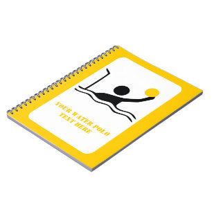 Waterpolospeler zwart silhouet, aangepast notitieboek