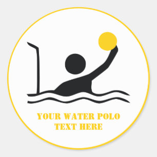 Waterpolospeler zwart silhouet, aangepast ronde sticker
