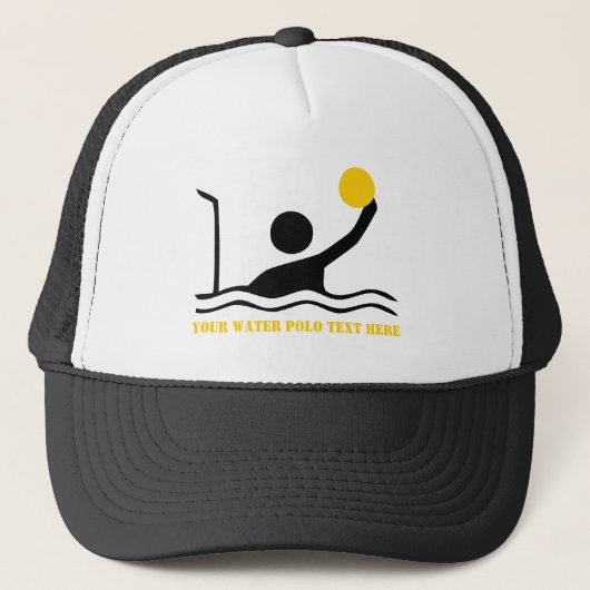 Waterpolospeler zwart silhouet, aangepast trucker pet (Voorkant)