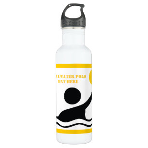 Waterpolospeler zwart silhouet, aangepast waterfles